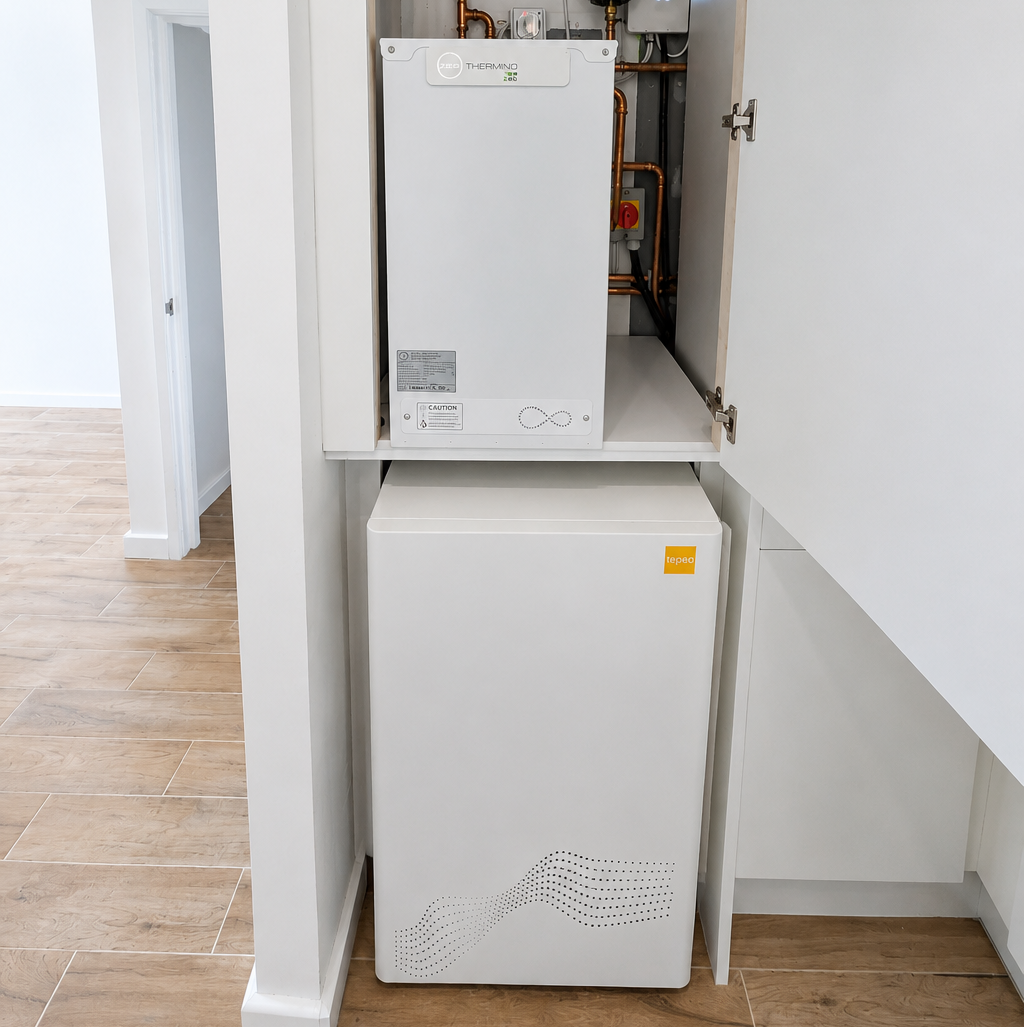 tepeo heat battery boiler and sunamp water solution in apartment